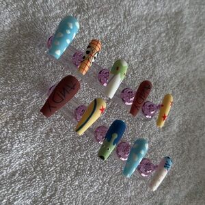 Colorful Nail Art Set with Unique Designs